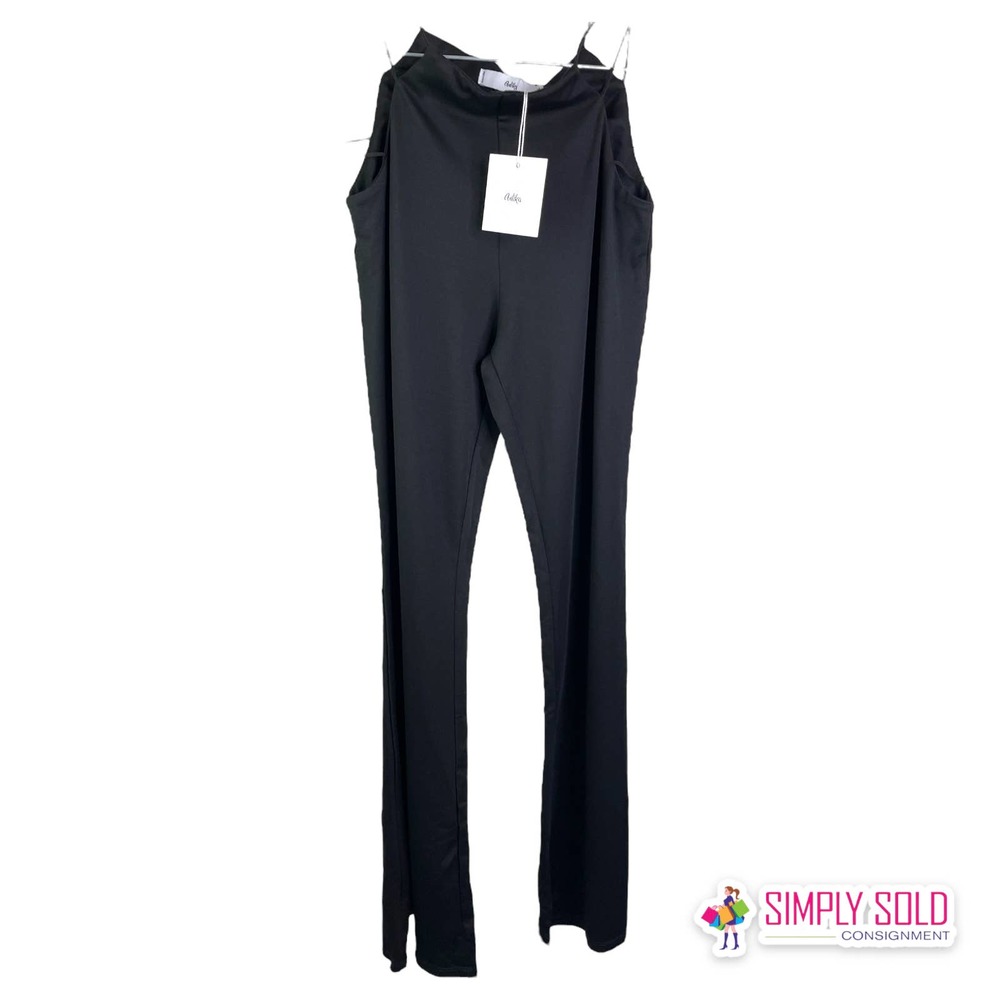 ADIKA Women's Black‎ Bono Flared Leggings Waist Detail Mid-Rise Stretch Sz S NWT